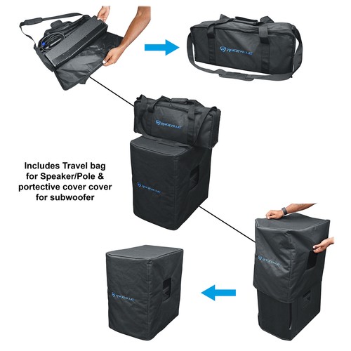 Rockville TITAN COLUMN 12 Pro/DJ Powered Array Speaker 12" Subwoofer System+Bag - Picture 7 of 10