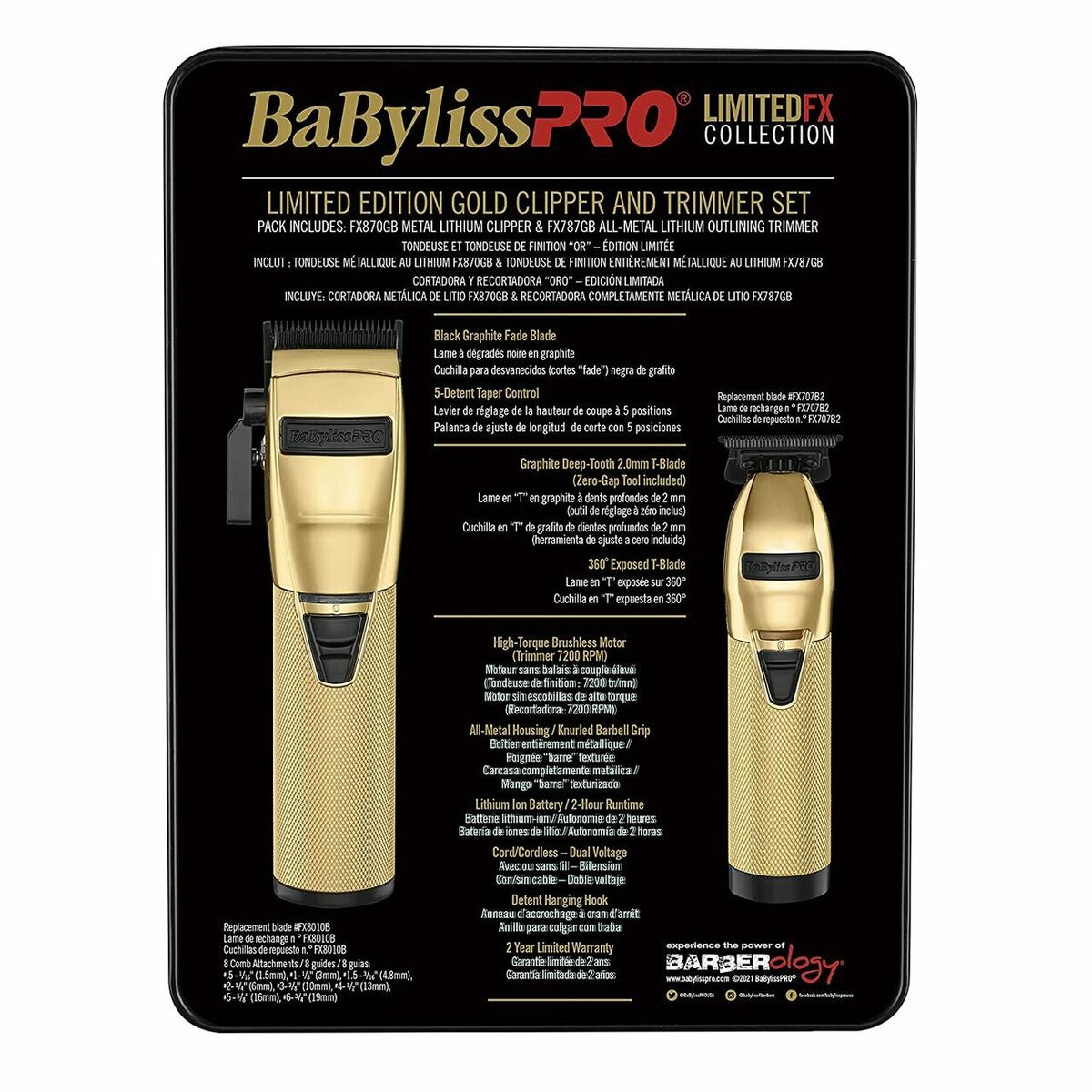 BABYLISS PRO MetalFX Series Gold Clipper and Trimmer Set BABYLISS PRO MetalFX Series Gold Clipper and Trimmer Set