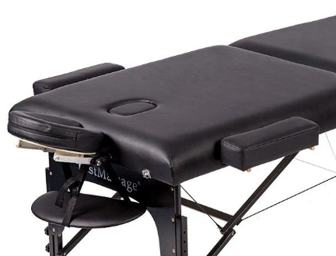 Best Massage TwoFold Portable Beech Wood Leather Massage Table Black