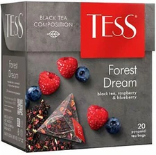 TESS Black Tea FOREST DREAM RASPBERRY BLUEBERRY RF NO GMO Made Russia 20 Pyramid