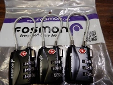 Fosmon TSA Approved Cable Luggage Locks Alloy Body, Release Button, 3 PACK