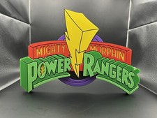 Mighty Morphin Power Rangers Logo Sign Display | 3D Wall Desk Shelf Art 11 inch