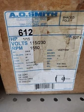 #612 A.O. SMITH 1/15HP 1550 RPM 115/230V 42Y FR.