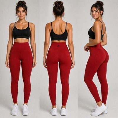 Alphalete Womens High Rise Performance Leggings Red Wolf Logo Size S Athletic