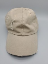 Beige Distressed Baseball Ball Cap Hat Dad Solid Blank, Plain Men Women Cotton