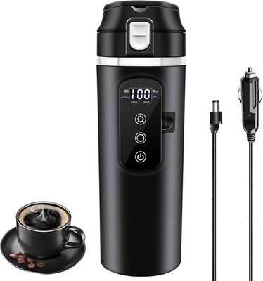DC 12V/24V Car Travel Electric Kettle, 400ml Car Heating Mug with