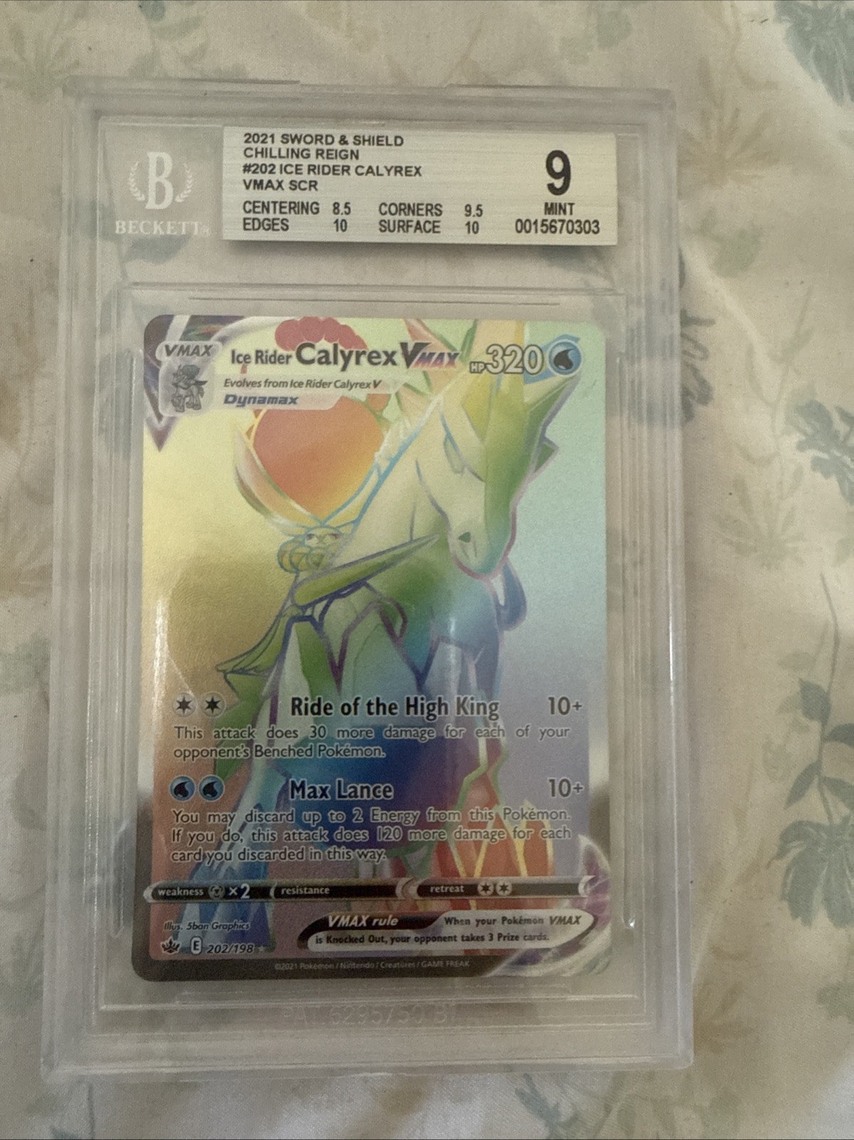 Pokémon TCG Ice Rider Calyrex VMAX - Chilling Reign 202/198 Secret Rainbow Rare