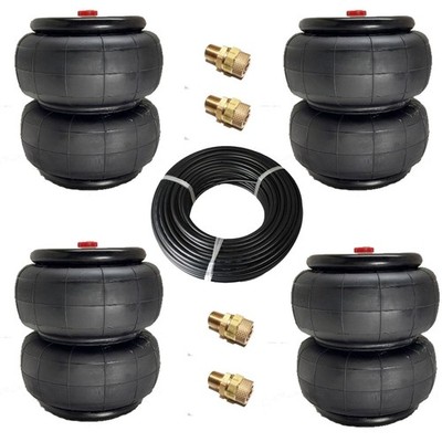 SET of 4 #2600 Denominator II Airbags Air Suspension 1'' Taller 50ft 3/8'' Airhose