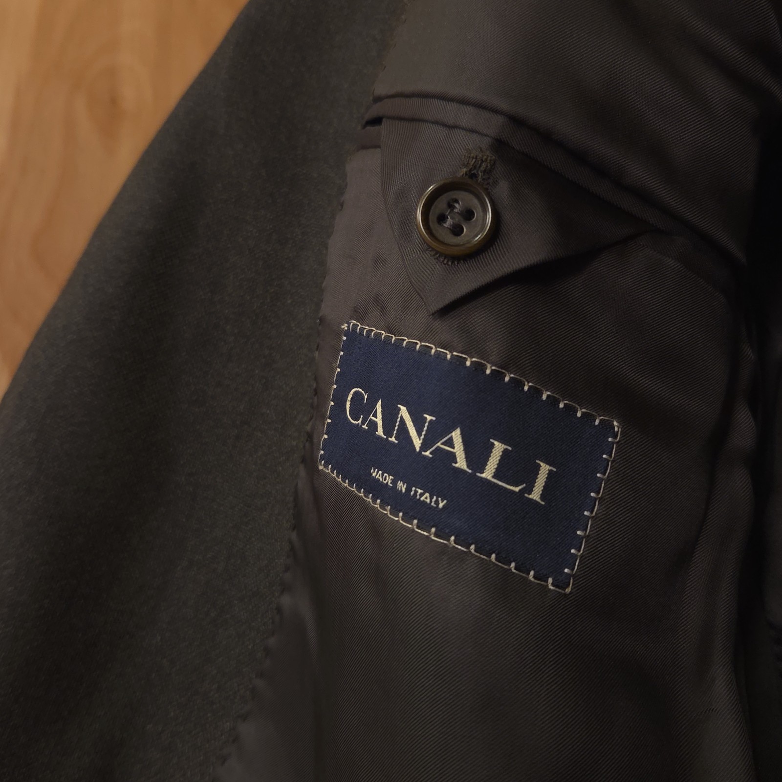 Vintage Canali Dark Green Worsted Wool Suit 42R Made in Italy