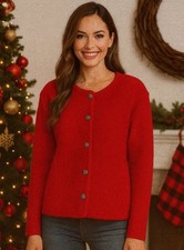 Vintage Talbots Women Boiled Wool Blazer Jacket Sz 12 Buttons Red Holiday Party