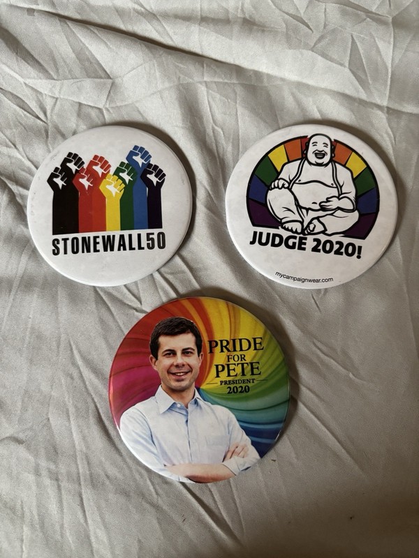 Pride Pin Lot 3 , Stonewall 50, Pete, Buddha 