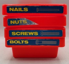 Vintage Little Tikes Builder Set Tool Box 4 Drawer Organizer USA work nails nuts