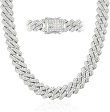 Mens Cuban Link Chain Miami Necklace 18K Gold 20Inches, 14K White 