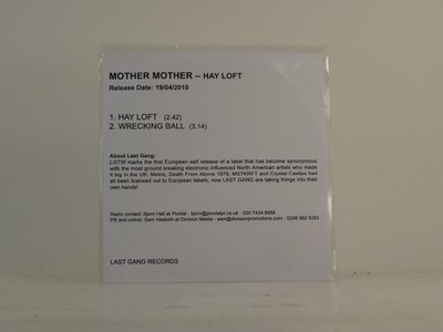 MOTHER MOTHER HAY LOFT (D93) 2 Track Promo CD Single including White Sleeve LAST