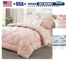 King Size Comforter Set Blush Pink - 7 Pieces Bed in a Bag King, Luxury Soft ...