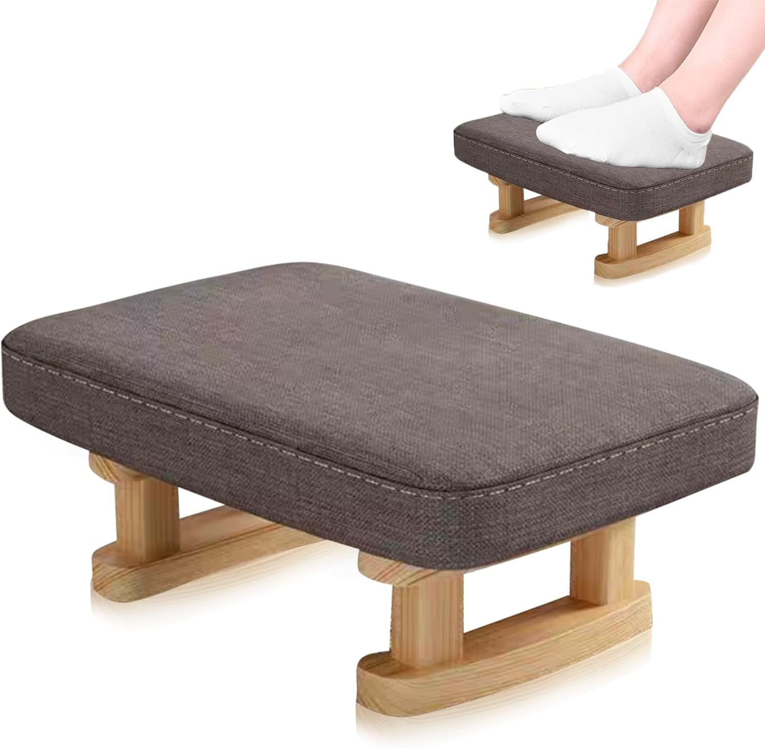 Foot with Removable Footstool  Rest under Desk with Stable Wooden Legs