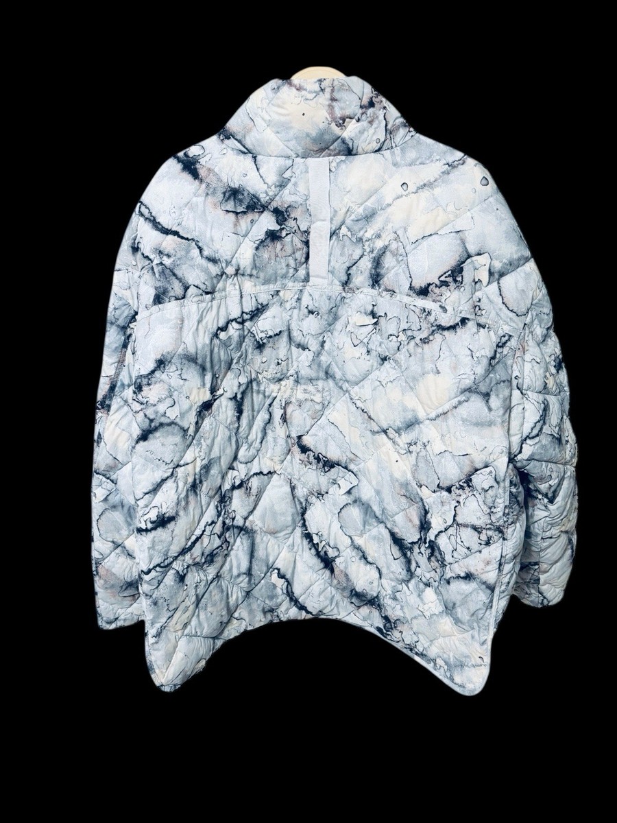 NWT FLX Quilted Packable Puffer Jacket Blue Gray Marble Pockets