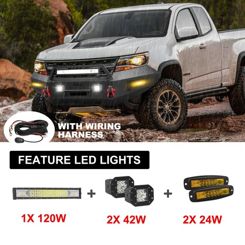 For 2015-2022 Chevy Colorado Steel Front Bumper With Winch Plate & Lights & Wire - Picture 4 of 9