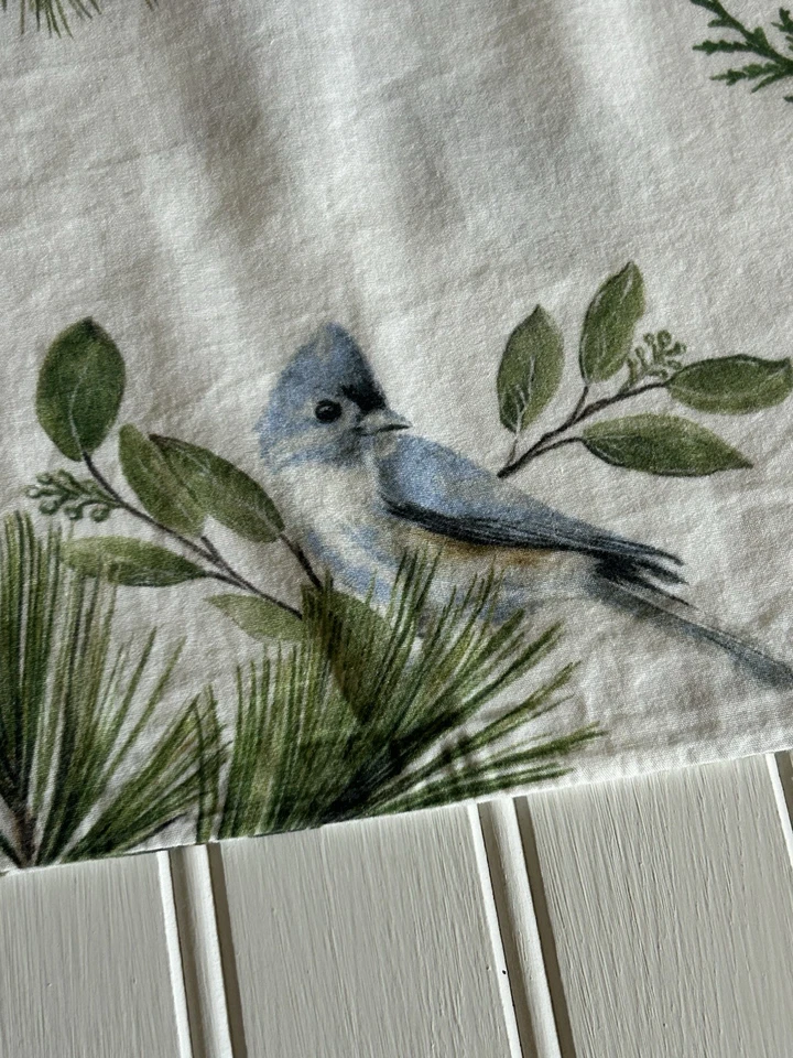 Pottery Barn Winter Pine with Birds Organic Cotton Set Of Pillowcases Standard - Image 3 of 4