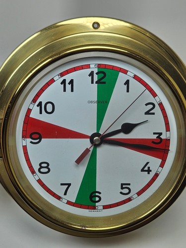 Brass Observer Germany Round Ship Clock Marine Captain Watch WORKS GREAT - Picture 4 of 11