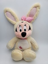 Disney Store Minnie Mouse Easter Bunny Plush 11 Inch Sitting Stuffed Animal Toy