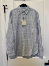 Calvin Klein Men s White/Blue Plaid Button Up Shirt Size S Slim Fit NWT