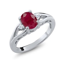 Gemstone Birthstone and White Topaz 3-Stone Engagement Ring for Women in 925 ...