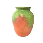 Weller Velva Vase Green Orange Gradient Matte Art Pottery USA Vintage