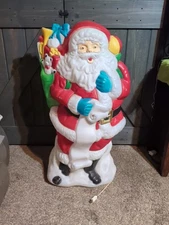 Vintage "Santa's Best" Santa Claus Sack Full of Toys Lighted Blow Mold 42"