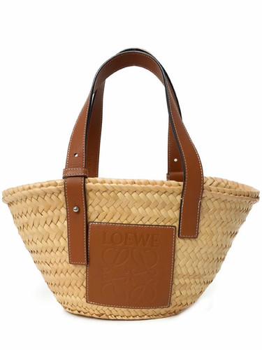 Loewe Basket Bag Small 327.02.S93 Calfskin Leather Brown Handbag Women's #TB2973