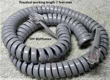Light/Medium Gray 12Ft Phone Handset Cord RJ9 Curly Coil Bulk Pack