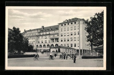 Schweinfurt, Ansichtskarte, Krankenhaus St. Joseph mit Besuchern 