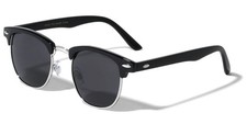 Polarized Sunglasses Round Shape Plastic/Metal Frame Black/Silver Gray Lens