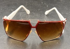Vintage Cazal Esque Sunglasses Red Frames Brown Gradient Lenses 1980s (2 Avail)