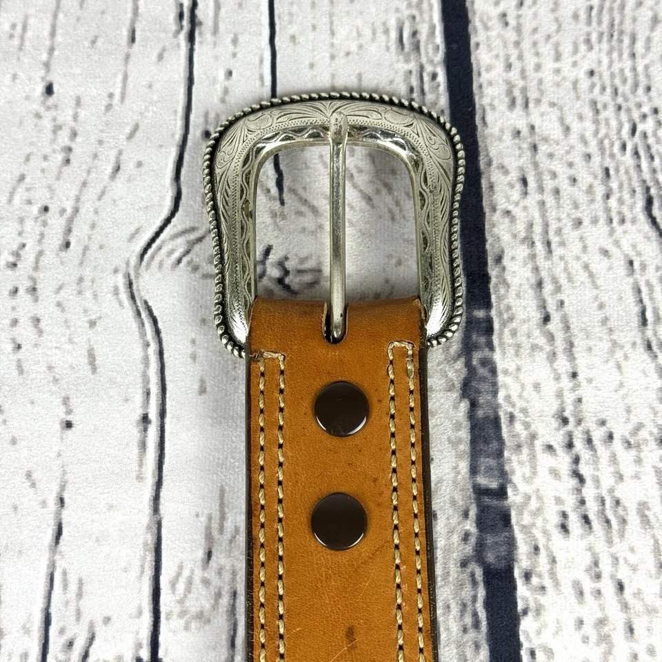 Cinturón de cuero reversible cosido elegante Bianchi #B9 + hebilla 1,5" (38 mm) talla 26 Foto 4 de 4