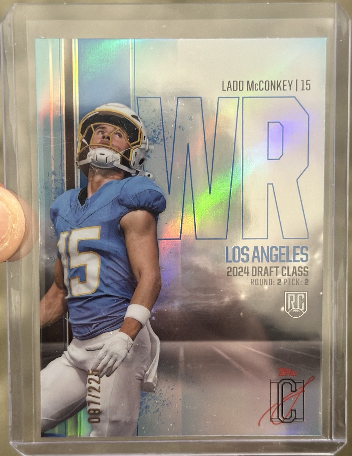 2024 Topps Signature Class Ladd McConkey Rookie Chrome Variation Aqua /225