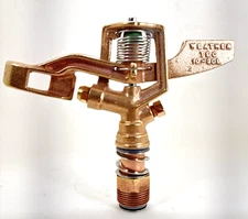 1 1970'S WEATHER TEC 10-30L 3/4" LOW ANGLE DBL NOZ BRASS IMPACT SPRINKLER