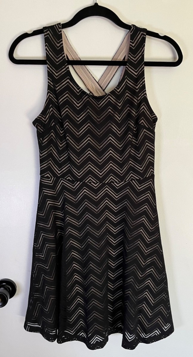 Candie's Lace Burnout Black Skater Dress Size Medium NWT | eBay