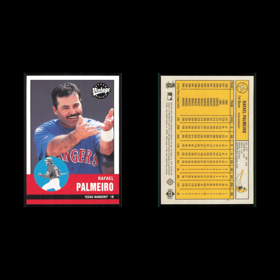 Rafael Palmeiro #81 2001 Upper Deck Vintage Texas Rangers Baseball Card MLB NM - Image 3 of 3