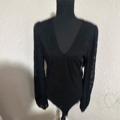 Sofia Jeans by Sofia Vergara L Black Long Sleeve Bodysuit Women Regular Size