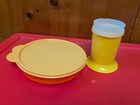 Tupperware Orange & Yellow Munchkids Divided Dish Bowl,  Lid & No Tip 6 Oz Cup — photo 3