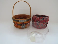 1997 LONGABERGER  Inaugural Basket - Patriotic Fabric Liner Plastic Protector