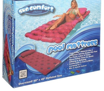 Airhead Sun Comfort Cool Suede Pool Mattress Raspberry 88  x 40  Inflatable