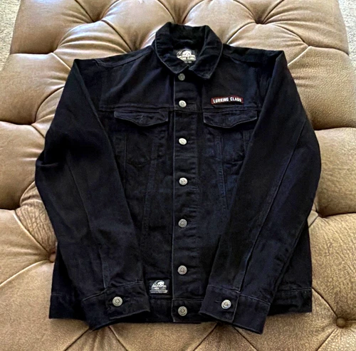 Lurking Class by Sketchy Tank Men’s Black Denim Trucker Jean Jacket M Logo - product listing photo