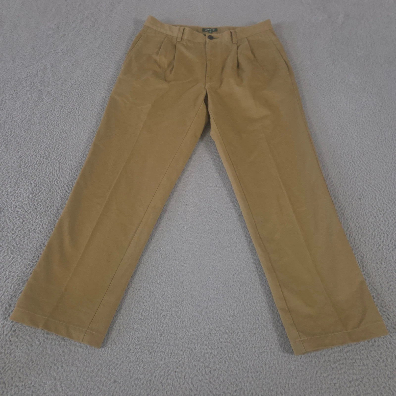 Orvis Pants Mens 35x32 Tan Ultimate Khakis Pleated Front Straight Leg Cotton