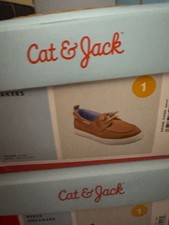Cat Jack Boys Reece Boat Shoe Sneakers Brown Size 1
