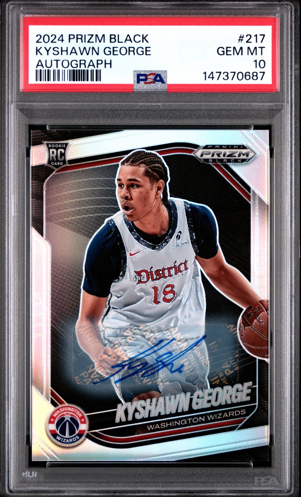 🧊PSA 10 2024 PANINI PRIZM BLACK SILVER AUTO RC KYSHAWN GEORGE ROOKIE POP/5 🔥