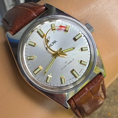 Vintage ENICAR men's manual wind watch Rocket second hand swiss 1970s