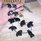 FOR PARTS - Native American Zuni Turquoise Heishe Obsidian Bear Fetish Necklace — photo 3