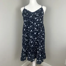 Abound Women's Blue Floral Mini Sundress Adjustable Straps Lined Size Medium